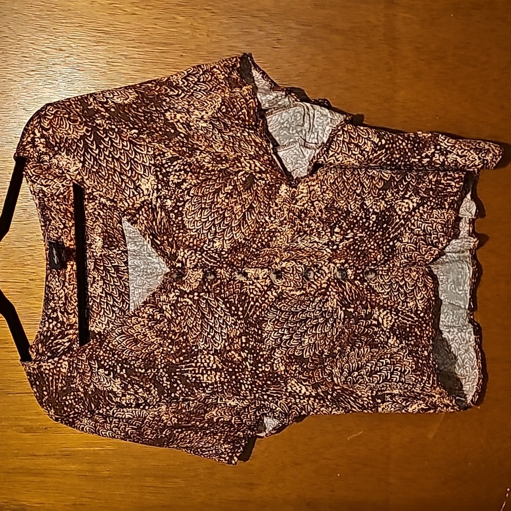 Daytrip Short Sleeve Brown/Tan Top - Size M